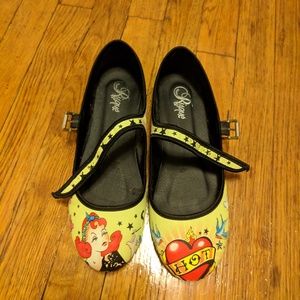 Risque Funky 01 Tattoo Ballerina Flats